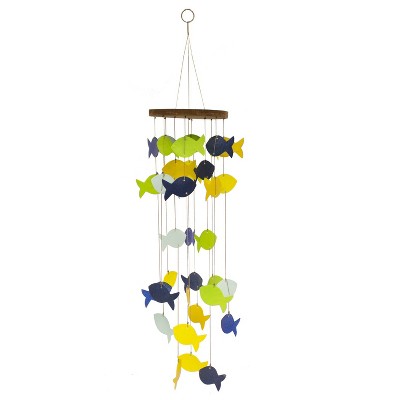 Beachcombers Colorful Capiz Fish Wind Chime Coconut Top 4.7 x 23.6 x 4.7 Inches.