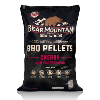 Bear Mountain BBQ Premium All Natural Mild and Sweet Cherry Smoker Wood Chip Pellets For Outdoor Gas, Charcoal, and Electric Grills, 40 Pound Bag