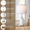 ROTTOGOON 27" White Ceramic Table Lamp Set of 2, 3-Way Dimmable Touch Control Bedside Lamps with USB Ports for Bedroom Living Room, Linen Shade - 4 of 4