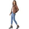 INSPIRE CHIC Women's Stand Collar Zip Up Biker Lightweight Moto Jacket - 4 of 4