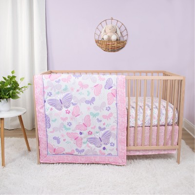 The Peanutshell Butterfly Song Crib Bedding Set and Stuffie Plush Toy - 4 Piece Set