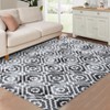 Washable Modern Geometric Rug Non Slip Low Pile Rug Throw Floor Cover Foldable Indoor Carpet for Living Room Bedroom - 4 of 4