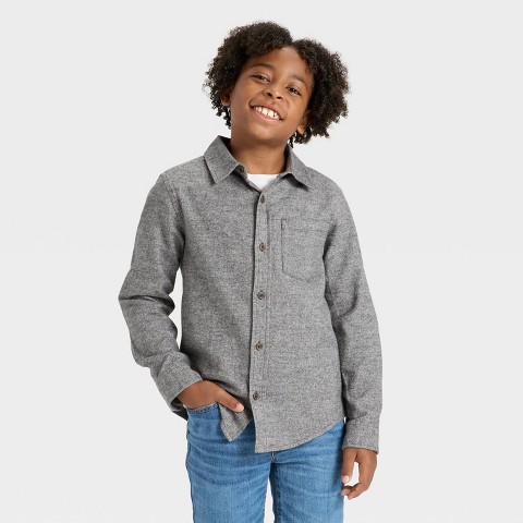 Детские Cat & Jack Boys' Long Sleeve Button-Down Flannel Shirt - Cat & Jack™ Tan M