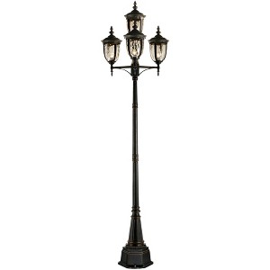 John Timberland Outdoor Post Light Veranda Bronze 102" 4-Light Street Lantern Champagne Hammered Glass for Exterior Garden Yard - 1 of 4
