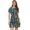Allegra K Women's Regular Fit Floral Asymmetrical Layered Pleated Neck Short Flare Sleeve Dress - 2 of 4