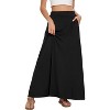 Women's 2025 Maxi A-Line Skirt - Elastic High Waist Flowy Long Skirt with Pockets Black - 2 of 4