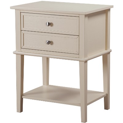 Newton Beige 2-Drawer Solid Wood Nightstand with Open Shelf