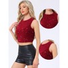 INSPIRE CHIC Women's Sequin Crop Round Neck Sleeveless Sparkly Glitter Club Party Tank Top - 2 of 4