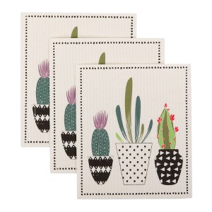 Design Imports  Swedish Dishcloth Set/3, Reusable & Absorbent, Succulents - 1 of 4