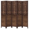 vidaXL 5-Panel Room Divider - Dark Brown Solid Paulownia Wood & Bamboo - Foldable Privacy Screen for Living Room, Bedroom, Office - Easy Clean - 4 of 4