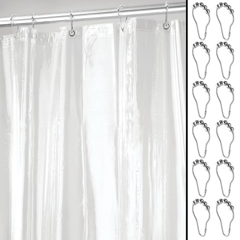mDesign Long Waterproof Vinyl Shower Curtain Liner with Rings 72 x 84