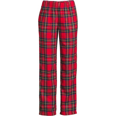 Lands' End Women's Print Flannel Pajama Pants - Large - Rich Red Multi  Tartan