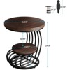 FONTOI Round End Table with 2-Tier Storage, Small Modern Side Table with Metal Arc Frame for Living Room, Bedroom, Dark Brown, 19.69"*24.8"*19.69" - 3 of 4