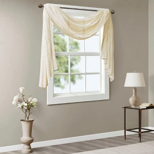 Dsvimoy Curtain Panel Diamond Sheer Embroidered Window Scarf for Living Room, Off-White, 2.95"*9.84"*10.63" - 1 of 4