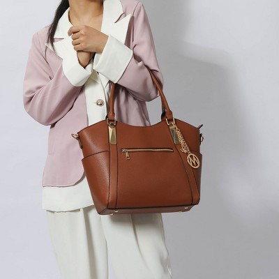 MKF Collection Tote Bag Solid Multi Pocket Zip Closure, Janise | MKF Collection by Mia K - Yellow — фото 3