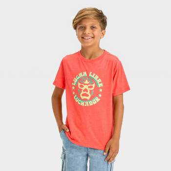 Boys' Short Sleeve 'Lucha Libre Luchador' Graphic T-Shirt - Cat & Jack™ Peach Orange