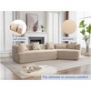 128" Round Fiber Boucle L-Shaped Modular Sectional Sofa, 3-Seater, 5 Pillows - 3 of 4