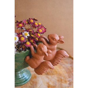 Set of 2 Terracotta Colored Resin Squirrel Pot Hangers – Hanging Decorative Yard Art for Garden and Planters, by Kalalou - 1 of 2