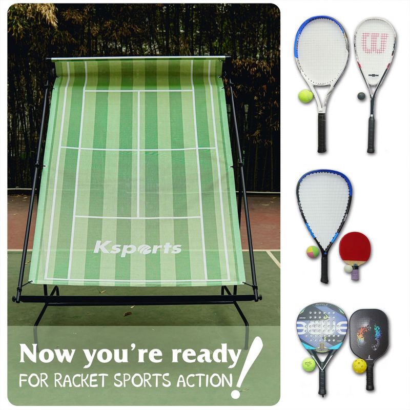 Ksports Racquet Sports Tennis Rebounder for Indoor/Outdoor Use for Tennis, Pickleball, Padel, Squash, Racquetball & Table Tennis with Carry Bag, Green, 5 of 7