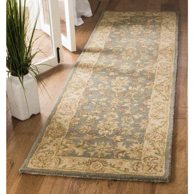 Handmade Blue and Beige Wool Tufted Reversible Accent Rug