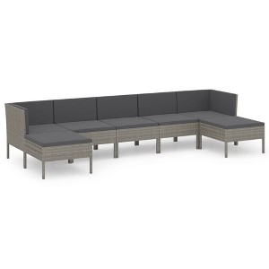 vidaXL Garden Lounge Set Patio Sectional Sofa Couch Outdoor Poly Rattan Grey - 1 of 4