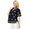 LA LEELA Women's Casual Hawaiian Blouse Shirt Solid Blouses Short Sleeve Dress Tops Tee Button Down Shirts for Women - 3 of 4