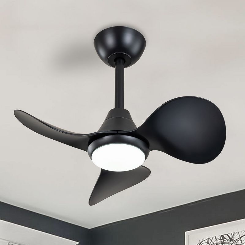 C Cattleya 24 in. Color Changing 3000K/4000K/5000K LED Black Indoor Ceiling Fan with Light Kit and Remote Control, 2 of 7