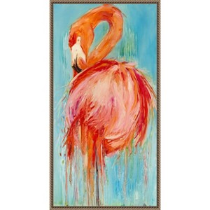 Amanti Art Flamingo Pose by Kathleen Broaderick Canvas Wall Art Print Framed 14 x 27-in. - 1 of 4