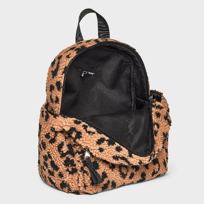 Girls&#39; Printed Leopard Fleece 10.725&#34; Mini Backpack - art class&#8482; Black_1