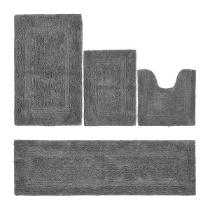 Lux Premium 100% Cotton Tufted Solid Reversible 4 Piece Bath Rug Set – Ultra-Soft, Water-Absorbent, Durable, Machine Washable Bathroom Rug - 1 of 4