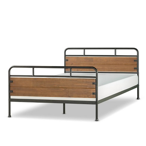 Eli Deluxe Wood Platform Bed With, Zinus 12 Inch White Metal Platform Bed Frame With Headboard And Footboard
