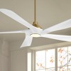 Possini Euro Design 60" Eloquent Modern Indoor Outdoor Ceiling Fan 5 Blade LED Light Remote Control Brass Finish White Blades Bedroom Patio Damp Rated - 2 of 4