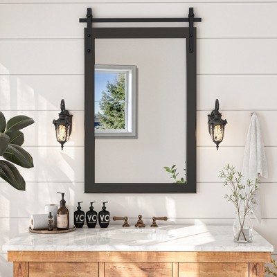 Farmhouse Rectangle Framed Wall Vanity Tempered Glass Mirror for Entrance, bathroom,livingroom
