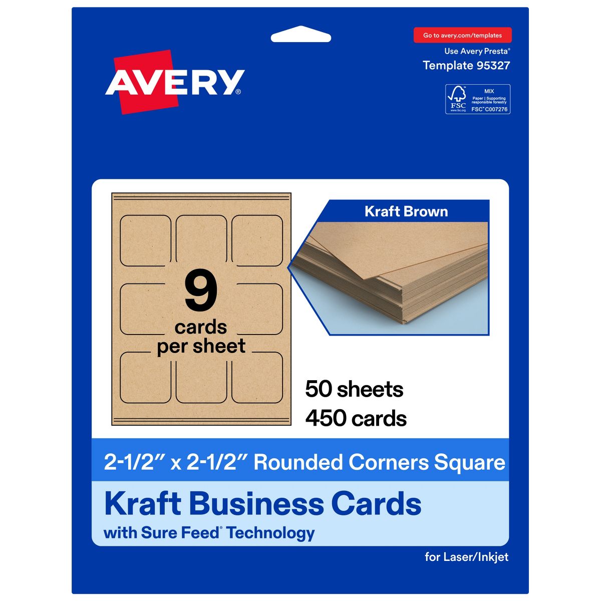 2-1/2" x 2-1/2" Square Rounded Corners, Kraft Brown Business Cards - thumbnail 10