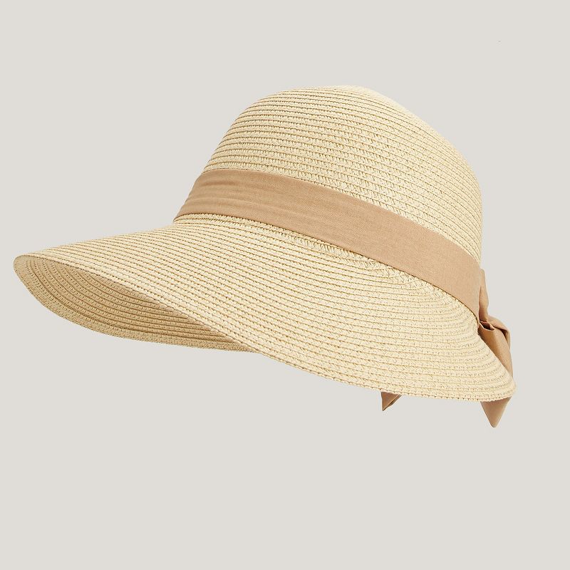Women's Flat-Back Straw & Bow Wide Brim Hat - Cupshe, 3 of 7