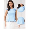 INSPIRE CHIC Women's Peplum Summer Casual Ruffle Short Sleeve Crew Knit Neck Top - 2 of 4