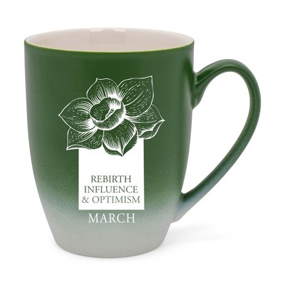 Elanze Designs Rebirth Influence And Optimism March Two Toned Ombre Matte Green and White 12 ounce Ceramic Stoneware Coffee Cup Mug