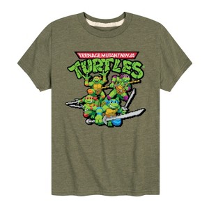 Boys' - Teenage Mutant Ninja Turtles - Gaming Group And Logo Short Sleeve Graphic T-Shirt - 1 of 4