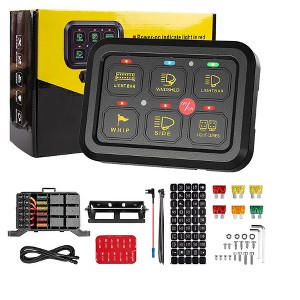 Itopfox 6 Gang Switch Panel with Electronic Relays, Universal Circuit Control Relay System, Automatic Dimmable On-Off LED Switch for Vehicles - 1 of 4