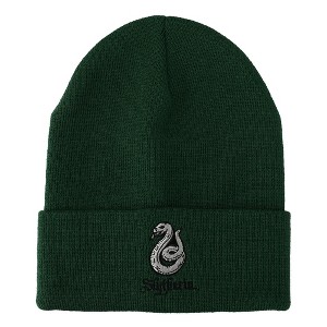 Harry Potter Slytherin Serpent Green Cuffed Knitted Beanie Hat - 1 of 3