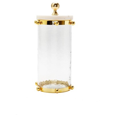 Classic Touch Hammered Glass Canister with Gold Ball Design