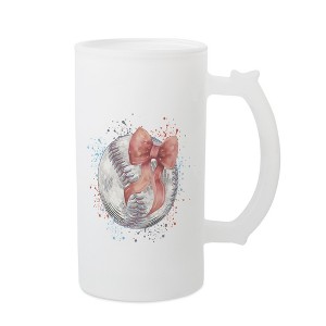 Elanze Designs Freezable Beer Stein Mug With Thumb Grip Handle, 16 Ounce Frosted Glass, Baseball With Pink Bow - 1 of 1