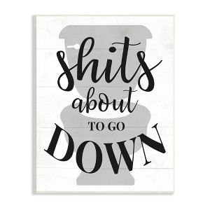 Stupell Industries About To Go Down Funny Bathroom Family Home Word Design Wall Plaque Art - 1 of 4