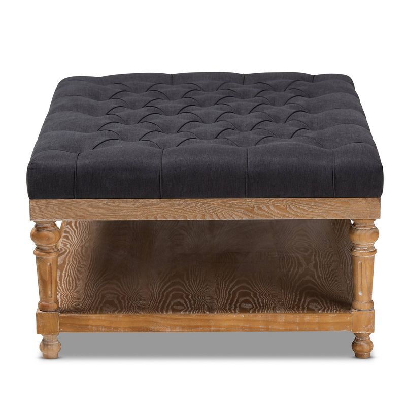 Lindsey Linen Fabric Upholstered Wood Cocktail Ottoman - Baxton Studio, 4 of 9
