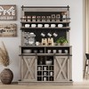 Jojoka Bar Cabinet 75" Tall Coffee Hutch Large Kitchens Hutch Farmhouse Coffee Bar Cabinet Cupboard with Sliding Barn Door - 3 of 4