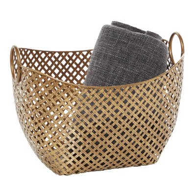 16.75x11.5 Large Gold Metal Basket - Olivia & May : Target