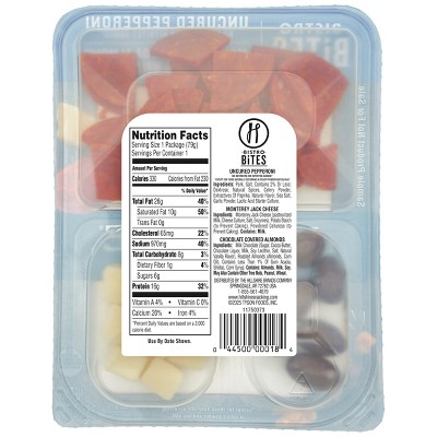 Hillshire Snacking Bistro Bites with Pepperoni, Monterey Jack, Walnut & Cocoa-Coated Almond Mix - 2.8oz