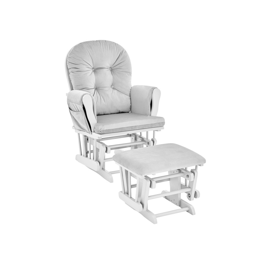 Photos - Rocking Chair Suite Bebe Mason Glider and Ottoman - White Wood and Gray Fabric