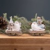 Santa on Sled Figurine Set Of 2 – Resin with Stone Powder – 5" Height Holiday Decor – By Melrose - 4 of 4
