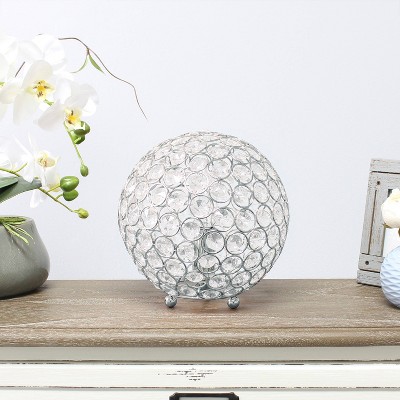 8" Chrome Crystal Orb Nightstand Lamp with Adjustable Toggle Control